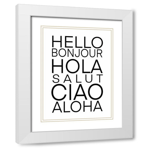 Hello Language  White Modern Wood Framed Art Print with Double Matting by Tyndall, Elizabeth