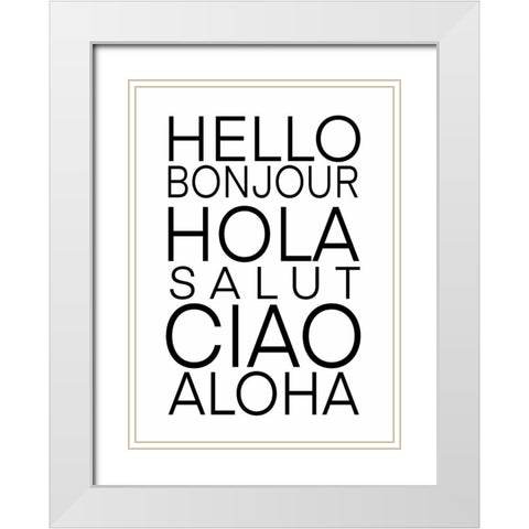Hello Language  White Modern Wood Framed Art Print with Double Matting by Tyndall, Elizabeth