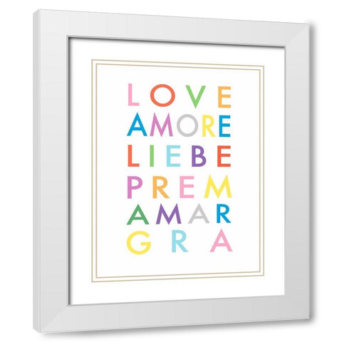 Love Languages White Modern Wood Framed Art Print with Double Matting by Tyndall, Elizabeth