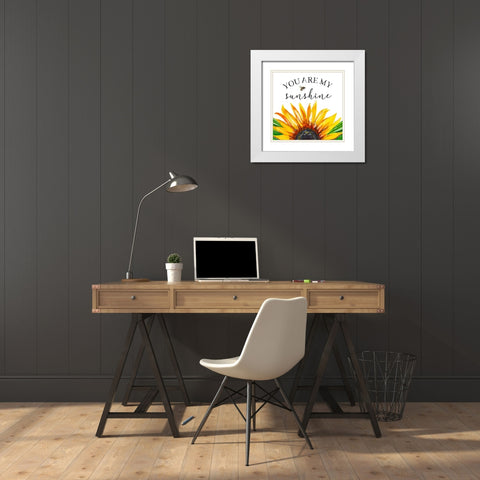 Sunshine Sunflower White Modern Wood Framed Art Print with Double Matting by Tyndall, Elizabeth
