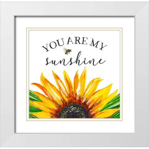 Sunshine Sunflower White Modern Wood Framed Art Print with Double Matting by Tyndall, Elizabeth