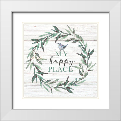 My Happy Place White Modern Wood Framed Art Print with Double Matting by Tyndall, Elizabeth