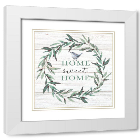 Home Sweet Home Bird White Modern Wood Framed Art Print with Double Matting by Tyndall, Elizabeth