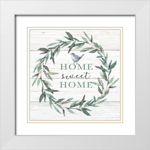 Home Sweet Home Bird White Modern Wood Framed Art Print with Double Matting by Tyndall, Elizabeth