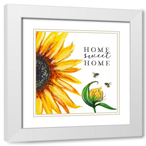 Home Sweet Home Sunflower White Modern Wood Framed Art Print with Double Matting by Tyndall, Elizabeth