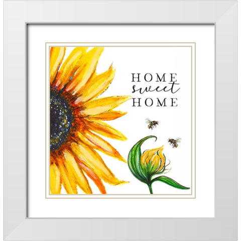 Home Sweet Home Sunflower White Modern Wood Framed Art Print with Double Matting by Tyndall, Elizabeth