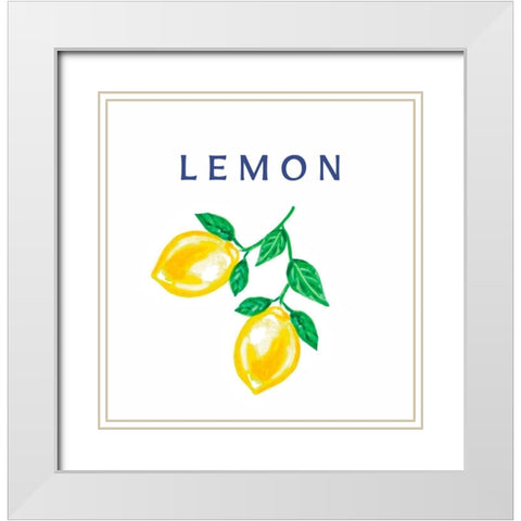 Hanging Lemons II White Modern Wood Framed Art Print with Double Matting by Tyndall, Elizabeth