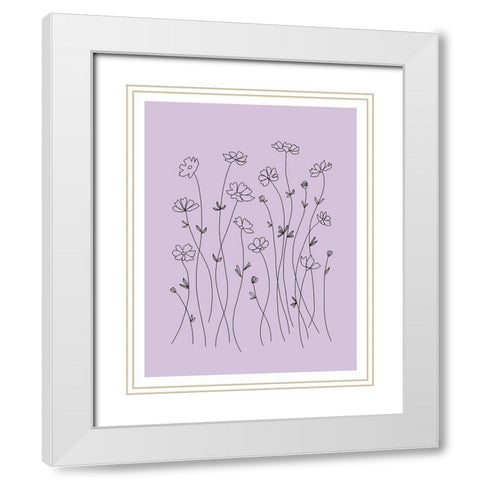 Line Flowers White Modern Wood Framed Art Print with Double Matting by Tyndall, Elizabeth