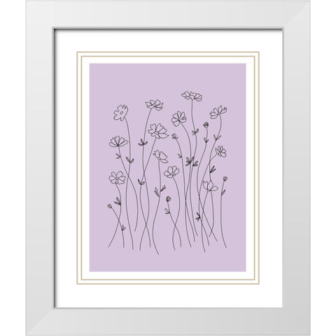 Line Flowers White Modern Wood Framed Art Print with Double Matting by Tyndall, Elizabeth