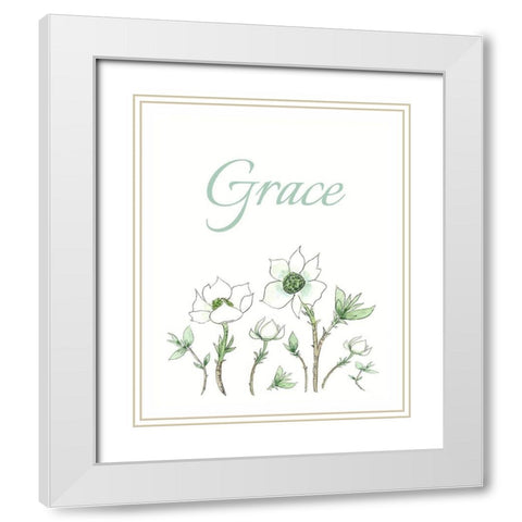 Grace White Modern Wood Framed Art Print with Double Matting by Tyndall, Elizabeth