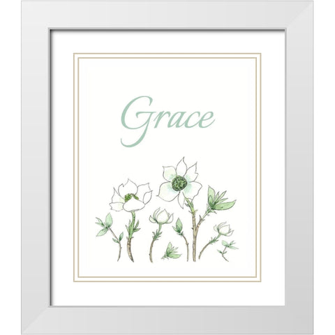 Grace White Modern Wood Framed Art Print with Double Matting by Tyndall, Elizabeth