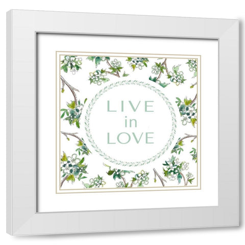 Live in Love White Modern Wood Framed Art Print with Double Matting by Tyndall, Elizabeth