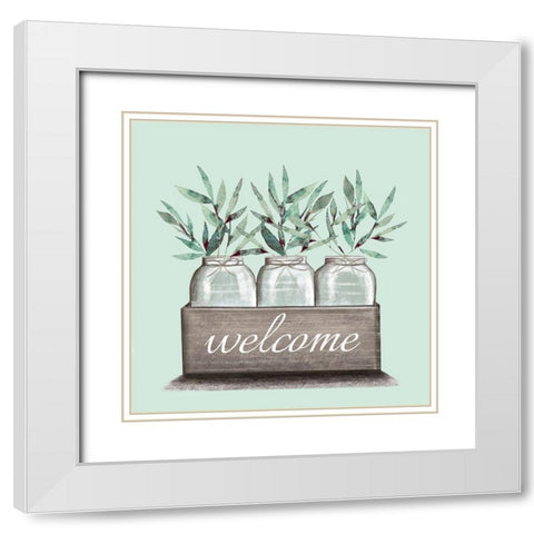 Welcome White Modern Wood Framed Art Print with Double Matting by Tyndall, Elizabeth