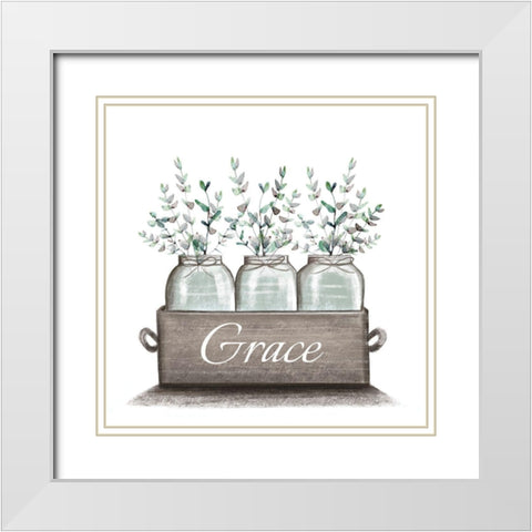Grace White Modern Wood Framed Art Print with Double Matting by Tyndall, Elizabeth