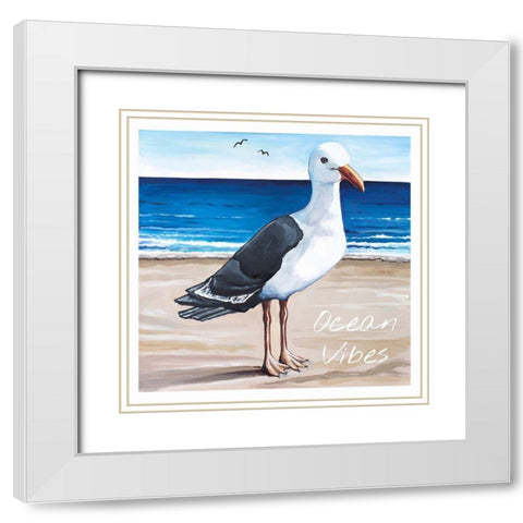 Ocean Vibes White Modern Wood Framed Art Print with Double Matting by Tyndall, Elizabeth