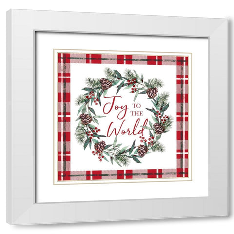 Joy to the World White Modern Wood Framed Art Print with Double Matting by Tyndall, Elizabeth