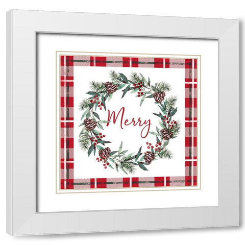 Merry Red White Modern Wood Framed Art Print with Double Matting by Tyndall, Elizabeth