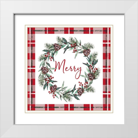 Merry Red White Modern Wood Framed Art Print with Double Matting by Tyndall, Elizabeth