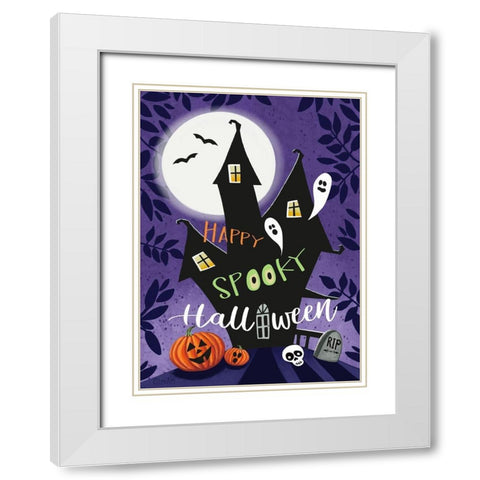 Happy Spooky White Modern Wood Framed Art Print with Double Matting by Tyndall, Elizabeth