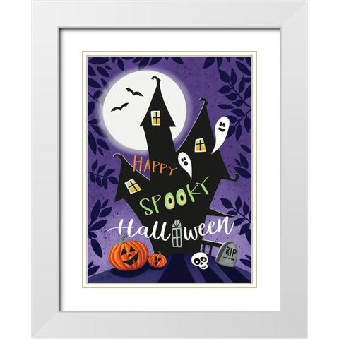 Happy Spooky White Modern Wood Framed Art Print with Double Matting by Tyndall, Elizabeth