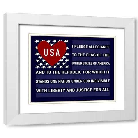 Blue USA Flag White Modern Wood Framed Art Print with Double Matting by Tyndall, Elizabeth