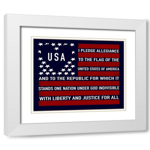 USA Flag White Modern Wood Framed Art Print with Double Matting by Tyndall, Elizabeth