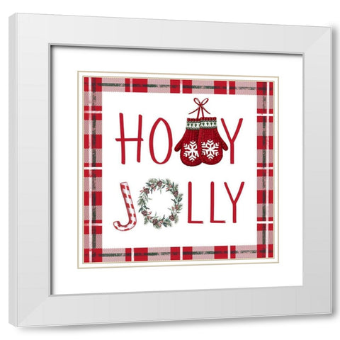 Holly Jolly White Modern Wood Framed Art Print with Double Matting by Tyndall, Elizabeth