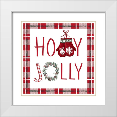 Holly Jolly White Modern Wood Framed Art Print with Double Matting by Tyndall, Elizabeth