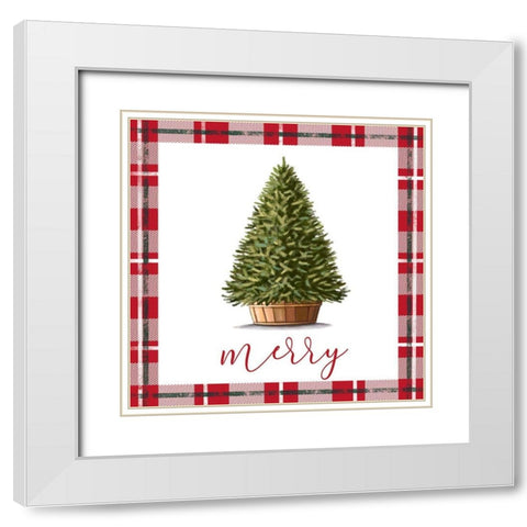 Merry White Modern Wood Framed Art Print with Double Matting by Tyndall, Elizabeth