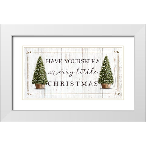 Merry Little Christmas White Modern Wood Framed Art Print with Double Matting by Tyndall, Elizabeth