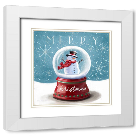 Merry Christmas White Modern Wood Framed Art Print with Double Matting by Tyndall, Elizabeth