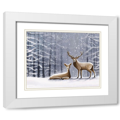 Deer White Modern Wood Framed Art Print with Double Matting by Tyndall, Elizabeth