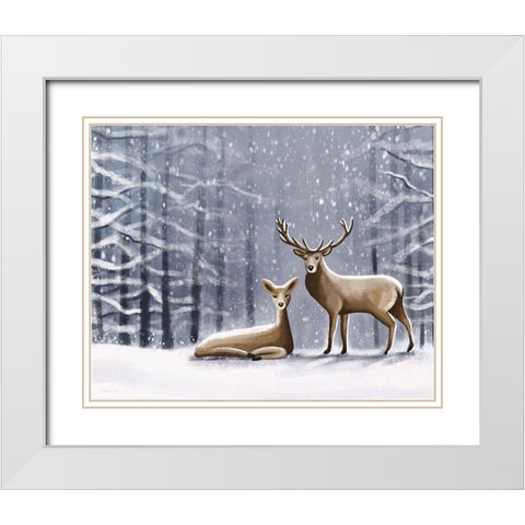 Deer White Modern Wood Framed Art Print with Double Matting by Tyndall, Elizabeth