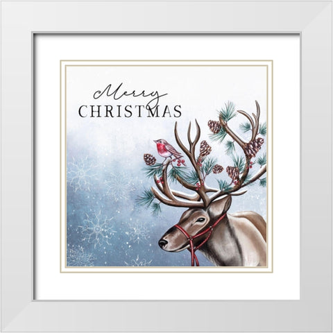 Merry Christmas White Modern Wood Framed Art Print with Double Matting by Tyndall, Elizabeth