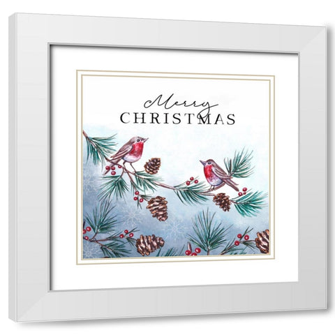 Merry Christmas White Modern Wood Framed Art Print with Double Matting by Tyndall, Elizabeth