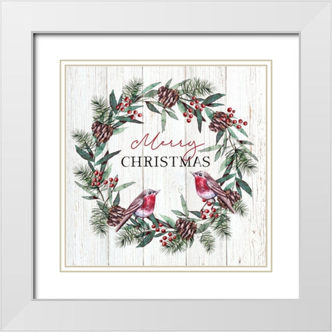 Merry Christmas White Modern Wood Framed Art Print with Double Matting by Tyndall, Elizabeth