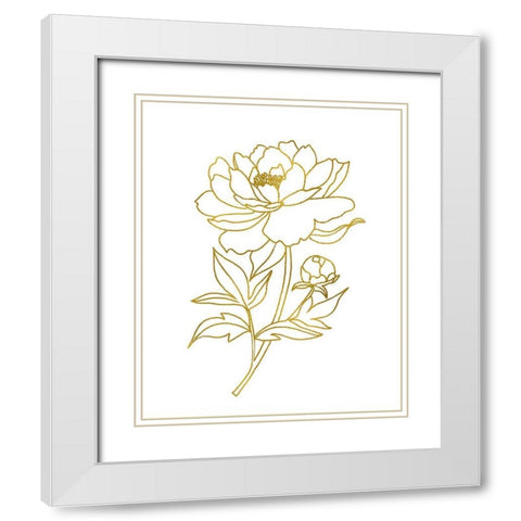 Gold Floral II White Modern Wood Framed Art Print with Double Matting by Tyndall, Elizabeth