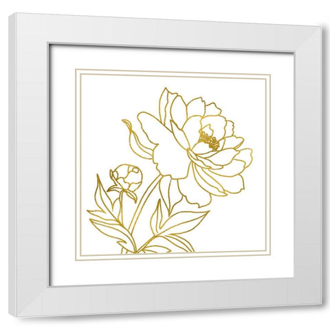 Gold Floral III White Modern Wood Framed Art Print with Double Matting by Tyndall, Elizabeth