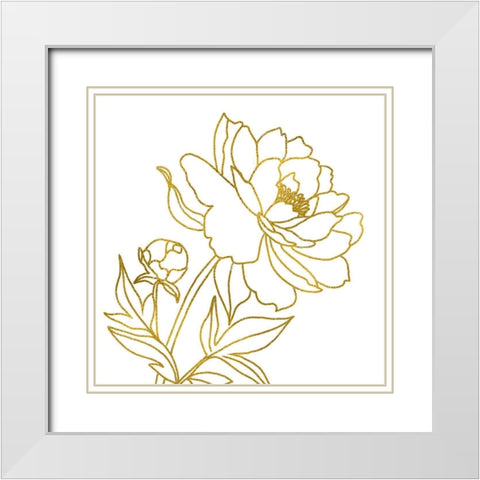 Gold Floral III White Modern Wood Framed Art Print with Double Matting by Tyndall, Elizabeth