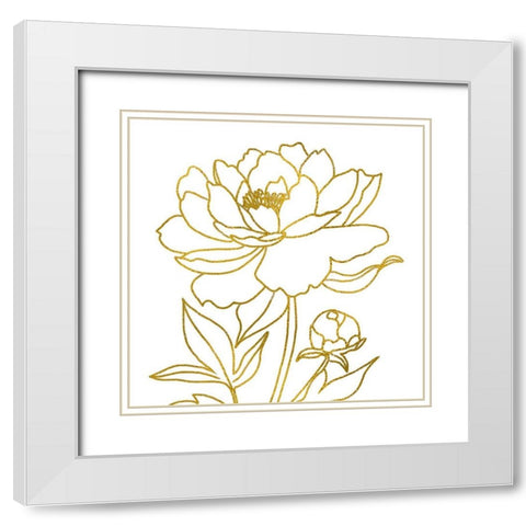 Gold Floral IV White Modern Wood Framed Art Print with Double Matting by Tyndall, Elizabeth