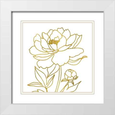 Gold Floral IV White Modern Wood Framed Art Print with Double Matting by Tyndall, Elizabeth