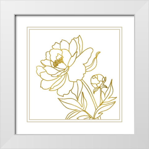 Gold Floral V White Modern Wood Framed Art Print with Double Matting by Tyndall, Elizabeth