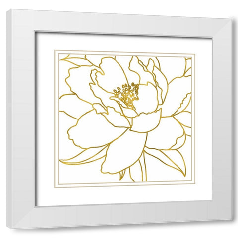 Gold Floral VI White Modern Wood Framed Art Print with Double Matting by Tyndall, Elizabeth