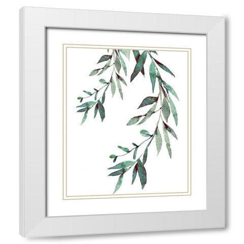 Watercolor Leaves II White Modern Wood Framed Art Print with Double Matting by Tyndall, Elizabeth