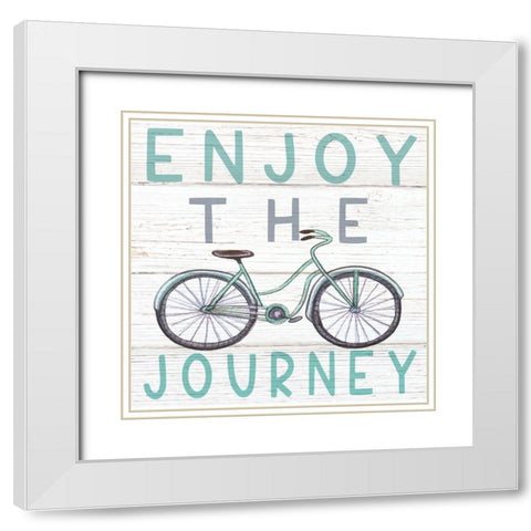 Enjoy the Journey White Modern Wood Framed Art Print with Double Matting by Tyndall, Elizabeth