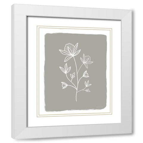 Gray Botanical I White Modern Wood Framed Art Print with Double Matting by Tyndall, Elizabeth