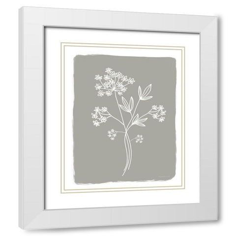 Gray Botanical II White Modern Wood Framed Art Print with Double Matting by Tyndall, Elizabeth