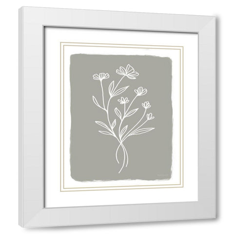 Gray Botanical III White Modern Wood Framed Art Print with Double Matting by Tyndall, Elizabeth