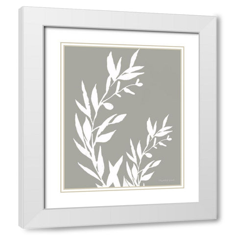 White Leaves II White Modern Wood Framed Art Print with Double Matting by Tyndall, Elizabeth