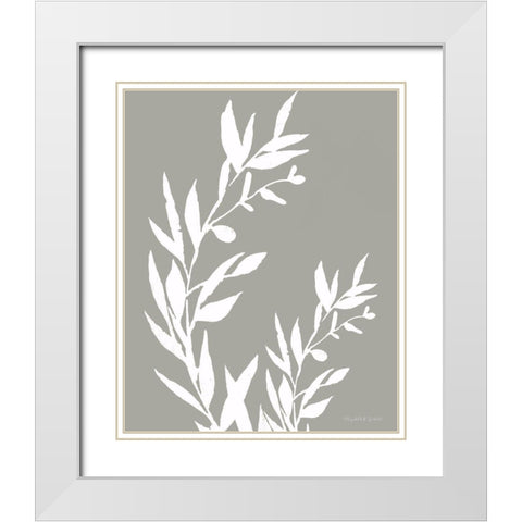 White Leaves II White Modern Wood Framed Art Print with Double Matting by Tyndall, Elizabeth